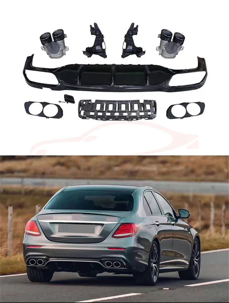 E класс PP Диффузор губа на задний бампер с наконечниками для Benz W213 E200 E300 E43 Sport Change