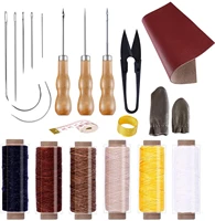 imzay 22pcs leather sewing repair kit with simple method cloth rulerwaxed thread and needle kitfor leather craft diy beginner