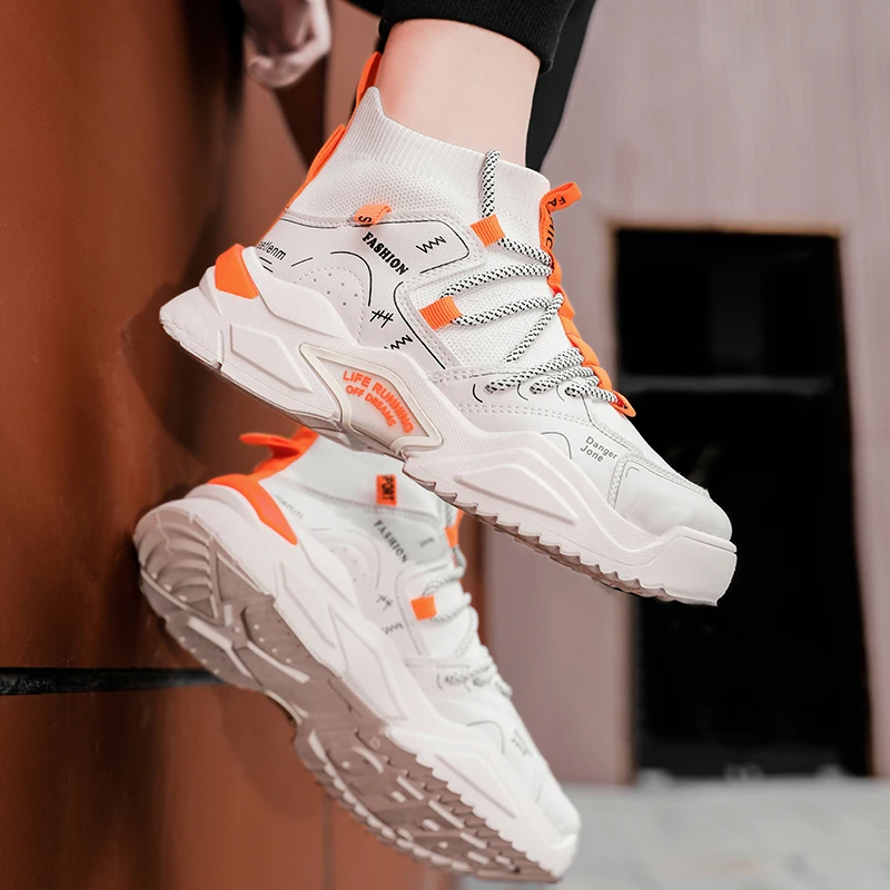 

High-top Breathable Sneakers Socks Men Running Shoes Men's Sports Shoes Man Sport Shoes Black Knit Summer Footwear Jogging X010