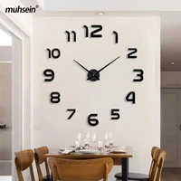 muhsein top selling modern wall clock big size 3d clocks acrylic mirror wall sticker clock home decorate living roomoffice