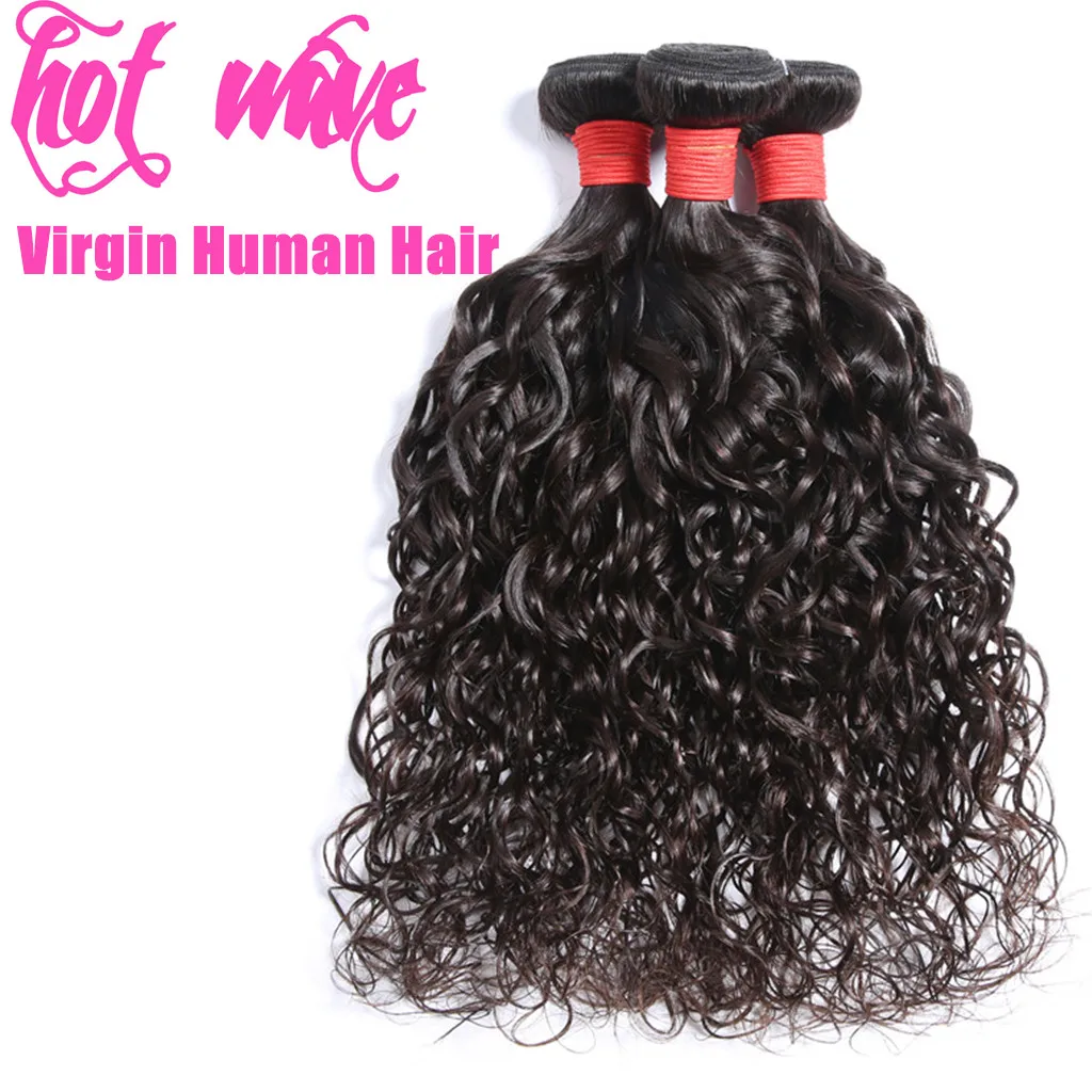 

Hot Wave Cuticle Aligned Raw Virgin Brazilian Human Hair Weaving Bundles Extension for Women Natural Black Water Wave Weft