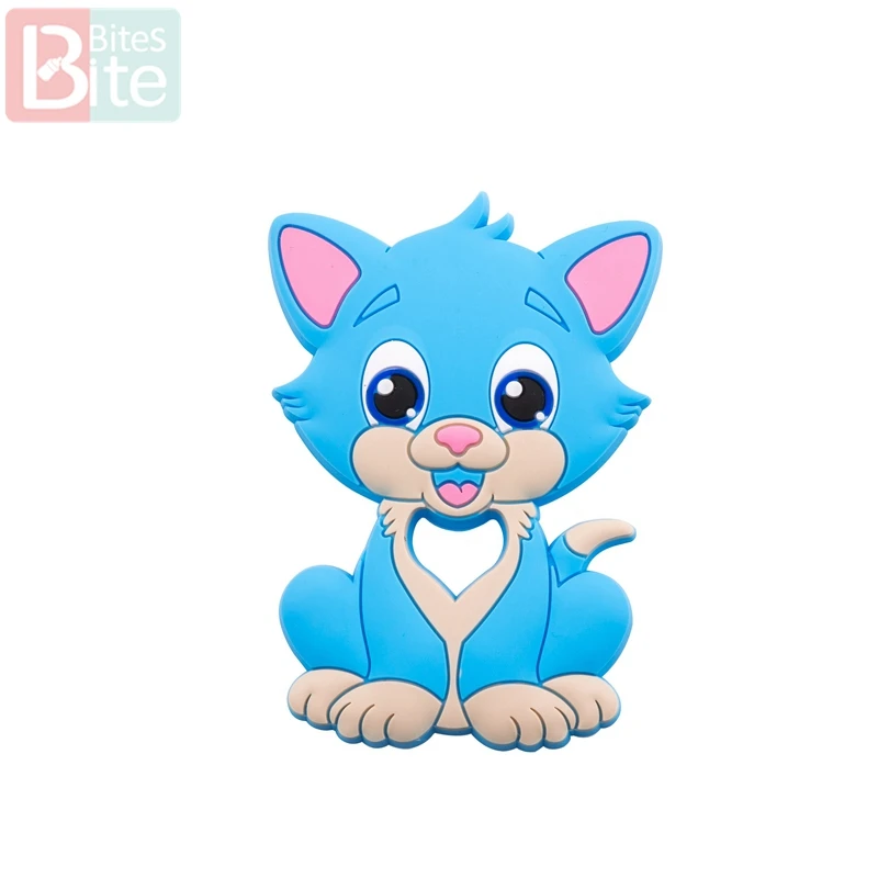Cat Blue 6 шт., силиконовый Прорезыватель для зубов, кулон в виде лисы для соски, Товары для малышей, Силиконовые Прорезыватели для зубов, игрушки для детей, Детские Прорезыватели - Цвет: Cat Blue