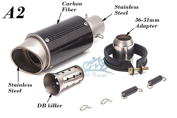 36 51 мм Φ с DB killer carbon fiber для Z900 ER6N GSXR750R MT07 CBR300R Z650 R6 S1000RR|motorcycle exhaust muffler|universal motorcycle