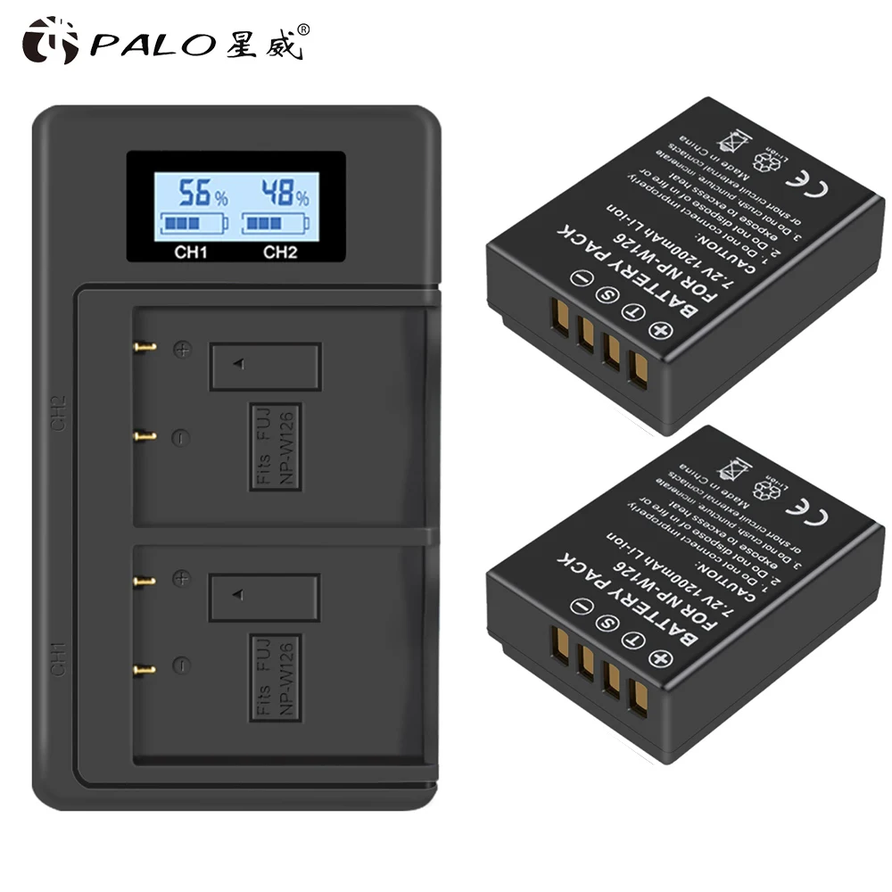 charger and 2battery 3 шт. 1200 мАч NP-W126 NP W126 NPW126 батареи и ЖК двойное зарядное устройство для Fujifilm Fuji X-Pro1 XPro1 X-T1 XT1, HS30EXR HS33EXR X PRO1 - Цвет: charger and 2battery