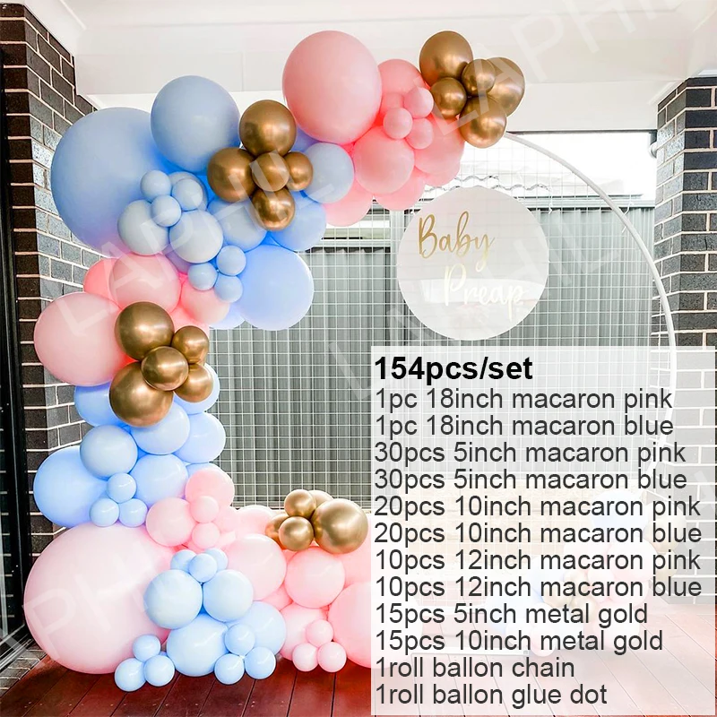 154pcs Baby Shower Macaron Balloon Garland Arch Kit Boy Or Girl Gender Reveal Party Decor Blue Pink Air Globos Birthday Supplies | Дом и сад
