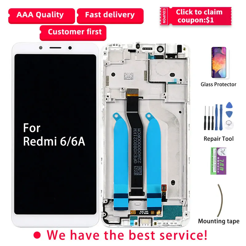 Оригинальный ЖК-дисплей для Xiaomi Redmi 6A сенсорный ЖК-экран с рамкой дигитайзер в