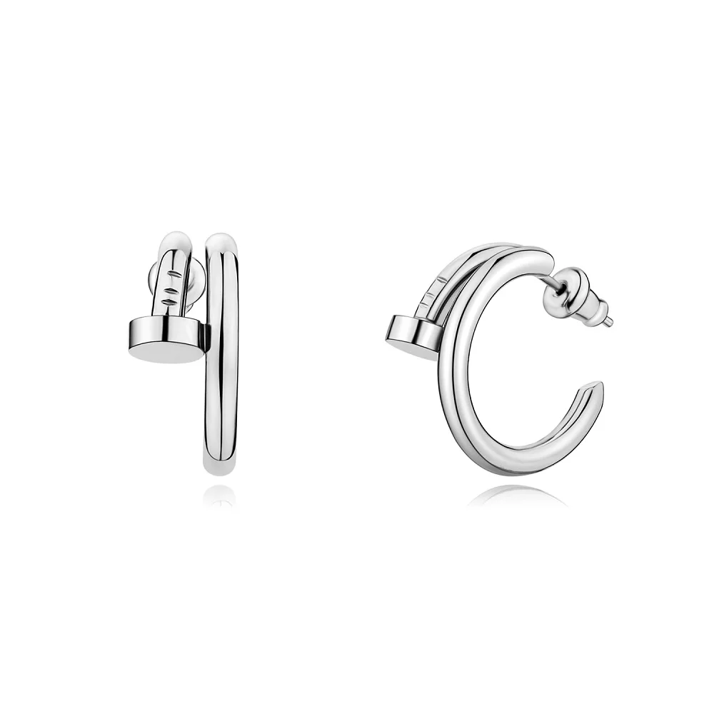 SUPERWEAR серьги из титановой стали серебро розовое желтое золото цвет маленькая серьга-кольцо для женщин роскошный бренд Модные ювелирные изделия - Окраска металла: Silver Earrings