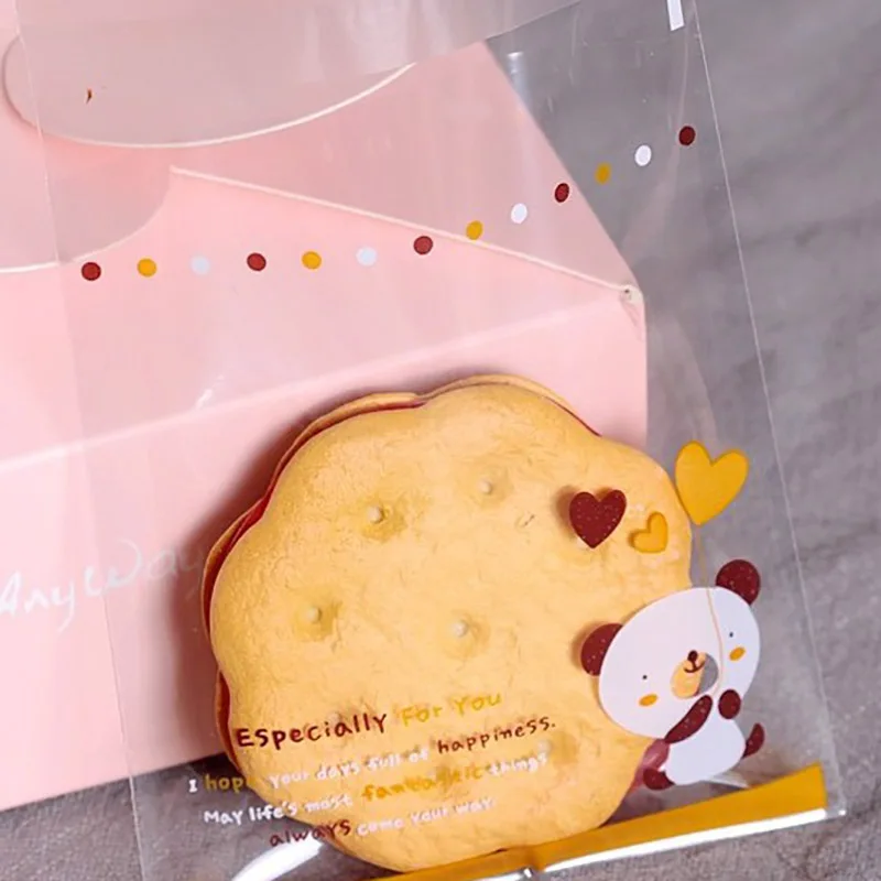 100 шт Подарочный пакет милый медведь любовь сердце упаковка прозрачные сумки