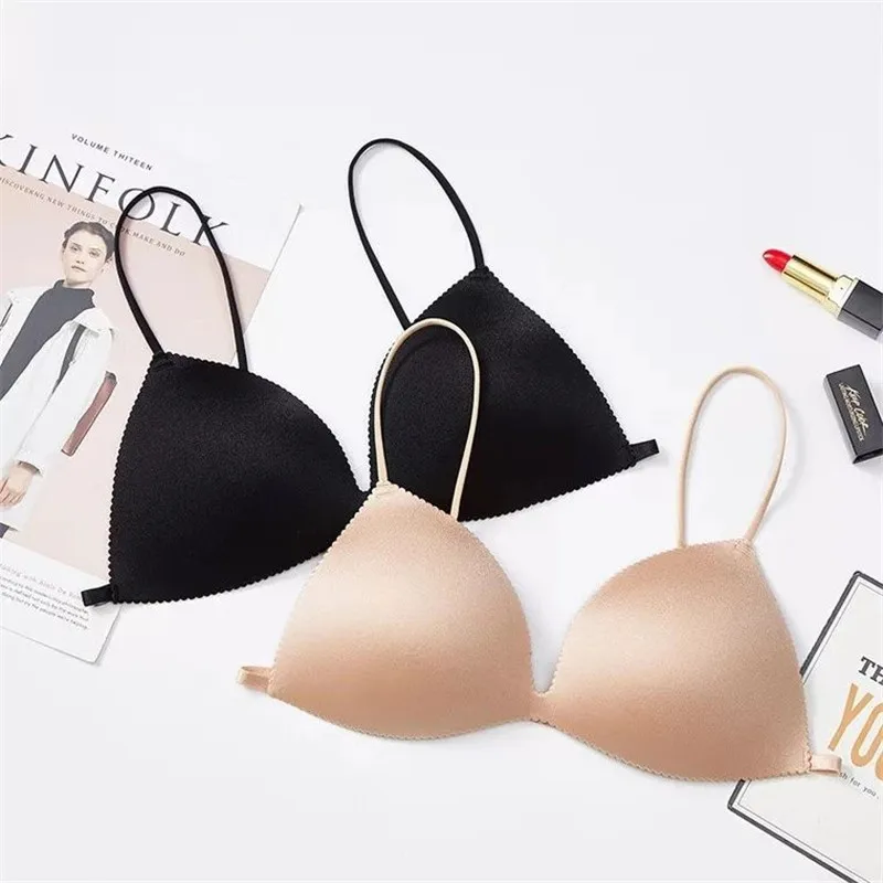 

Seamless Backless Bra Womens Thin Gathers Wire Free Brasieres Deep V Bralette Girl Bra for Little Chest Sexy Underwear Wholesale