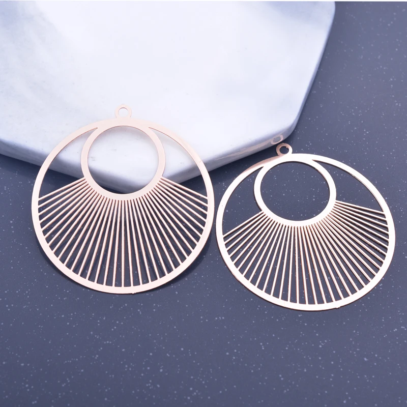 6 шт. 40*43 мм розовое золото Цвет большой круглый покрытые серебром Подвески тонкий