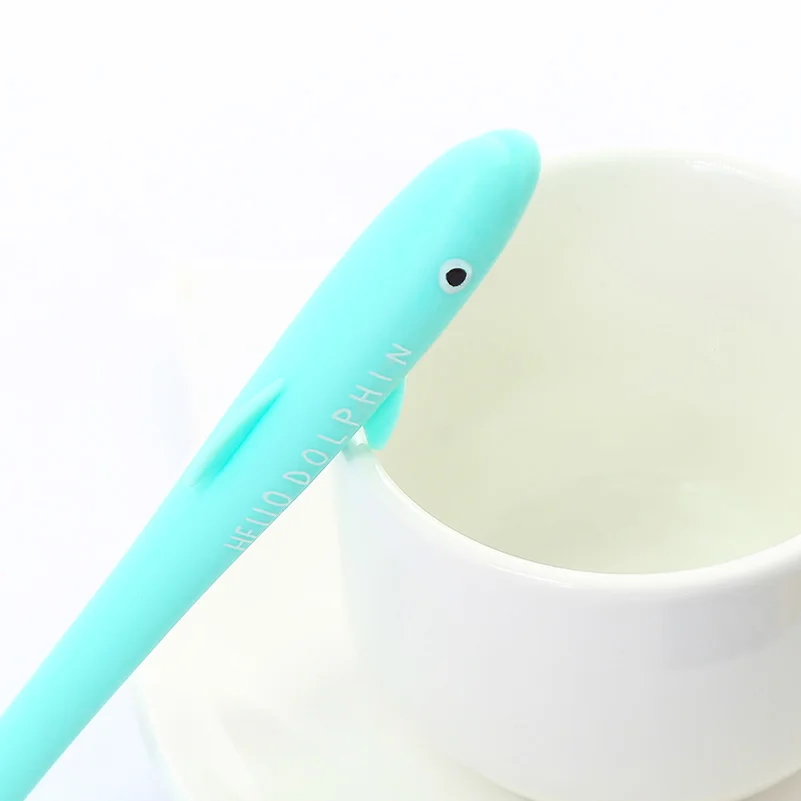 Green 1 шт. гелевая ручка с милым дельфином в Корейском стиле, Kawaii, школьные вещи с героями мультфильмов, креативная Акула, студенческие чернильные ручки, красивые офисные стационарные - Цвет: Green