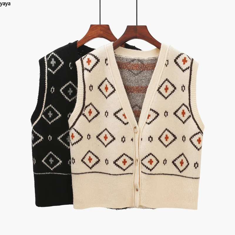Жилет женский трикотажный в ретро стиле корейский стиль свитер без рукавов