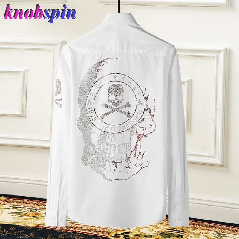 Брендовая мужская рубашка с принтом длинный рукав тонкая повседневная Chemise homme