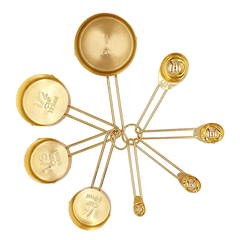 

UPORS 4/8Pcs Stainless Steel Measuring Cups and Spoons Baking Cooking Utensils with Measurement for Dry and Liquid Ingredients