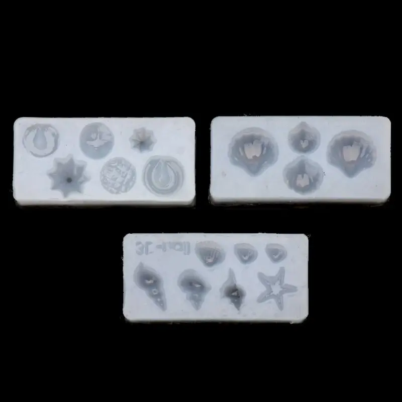 

3Pcs DIY Conch Shell Starfish Shape Silicone Mold Nail Art Template Jewelry Make