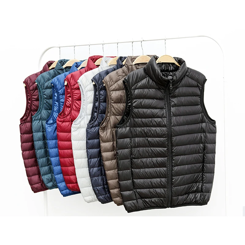 

2021 Autumn and Winter Mens Fashion Boutique Duck Feather Casual Stand Collar Down Jackets Vest / Lightweight Male Down Coats