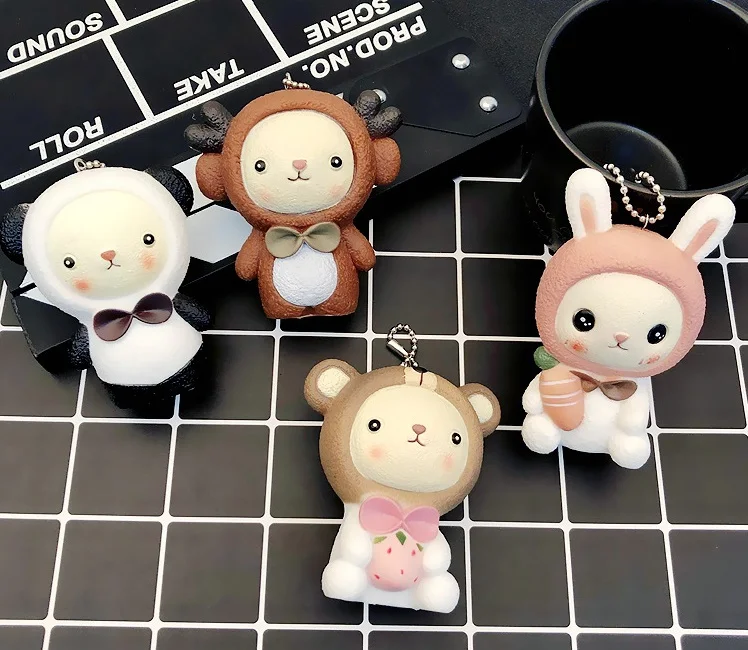 Instagram Корейская розовая девочка Сердце Четыре маленькие вещи панда брелок для