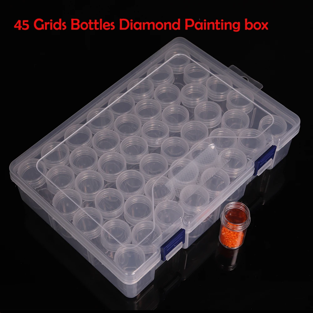 

Прозрачный 45 слотов решетчатая коробка для хранения и наклейки алмазная живопись аксессуар для вышивки коробка крестиком чехол для домашн...