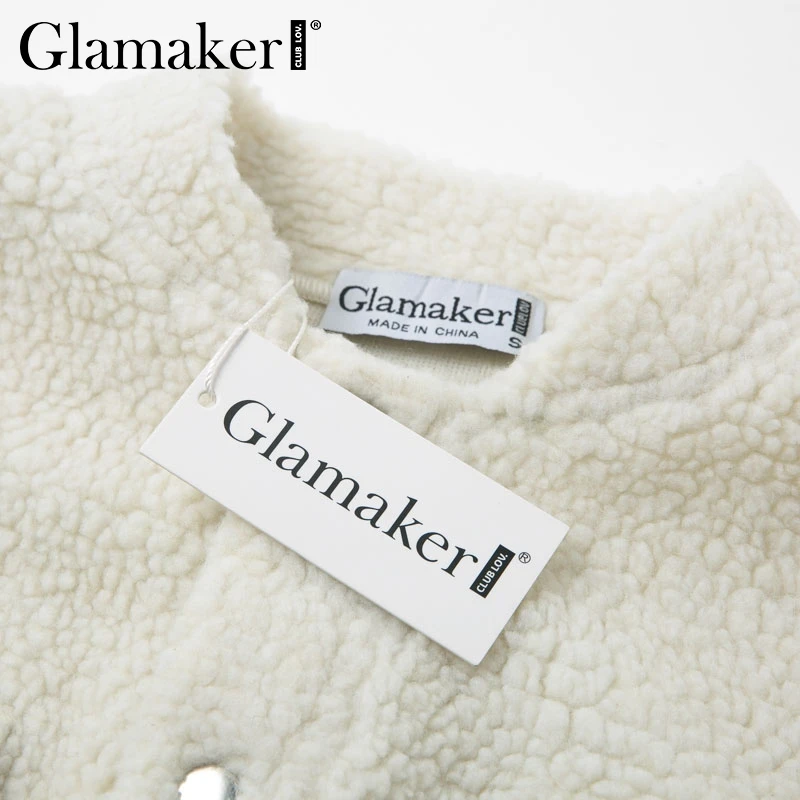 Glamaker, белое тонкое пальто из искусственного меха, короткая верхняя одежда для женщин, зима, сексуальное меховое пальто с карманами, Женская куртка клуба, пальто, уличная одежда, осень