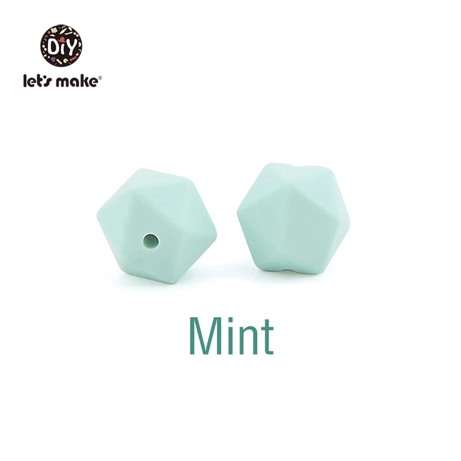 Mint Let's Make 10 шт. 14 мм Силиконовые Бусины шестиугольник Bpa Бесплатно Силиконовый Прорезыватель Diy Прорезыватель для зубов Детские Жевательные Аксессуары Детские Прорезыватели - Цвет: Mint