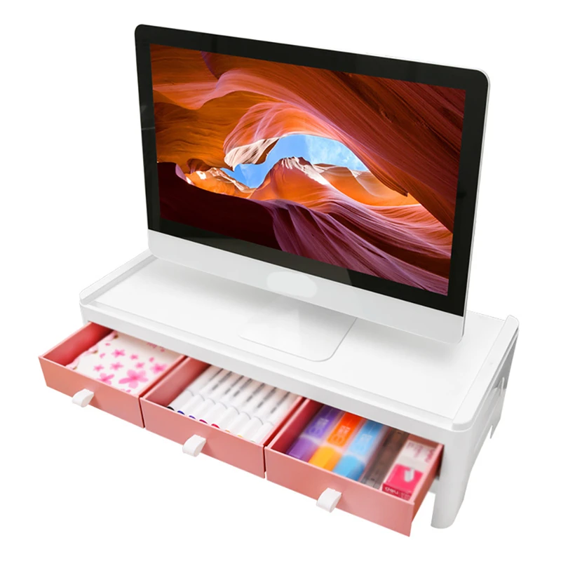 

Double Layer Computer Monitor Increase Rack Office Desktop Computer Base Stand Keyboard Storage Sundries Stationery Box Holder