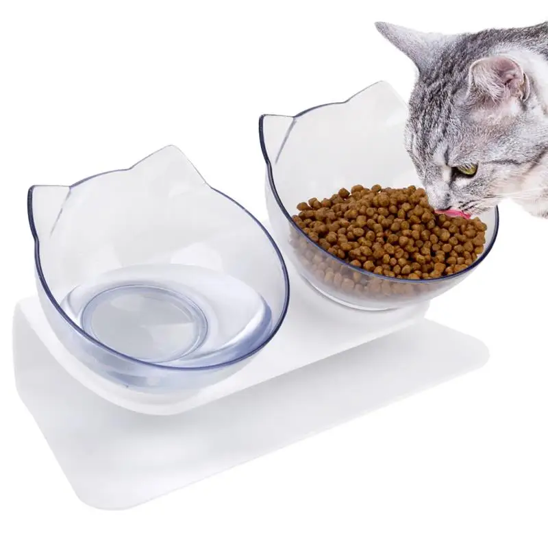 

Non-Slip Cat Bowl Pet Kittens Food Water Feeding Bowls With Raised Stand Creative Double Cat Feeding Bowl Cats Feeder Supplies