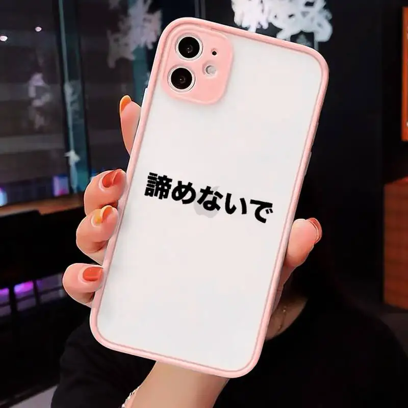 

Japanese Harajuku Manga Comics Phone Case For iPhone 12 11 Mini Pro XR XS Max 7 8 Plus X Matte transparent Pink Back Cover