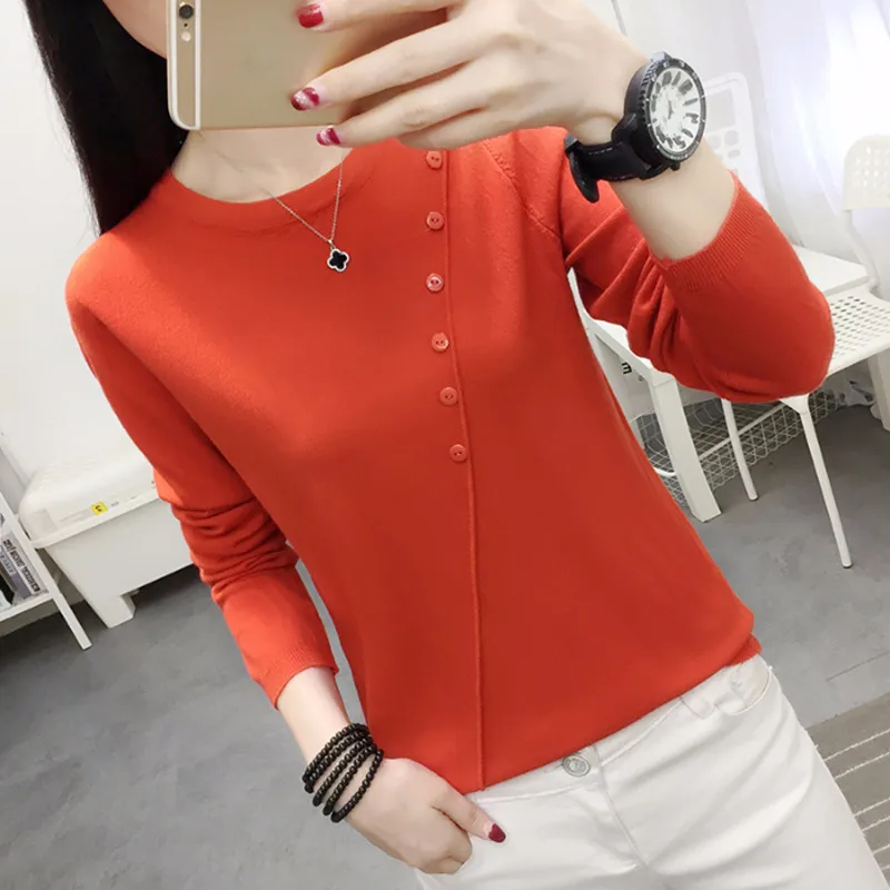 

Casual Sweaters 2021 Korea Style Girl's Knitted Sweater Slim Knittshirt Autumn Winter Pullover Women Sweater Basic Shirt Tops