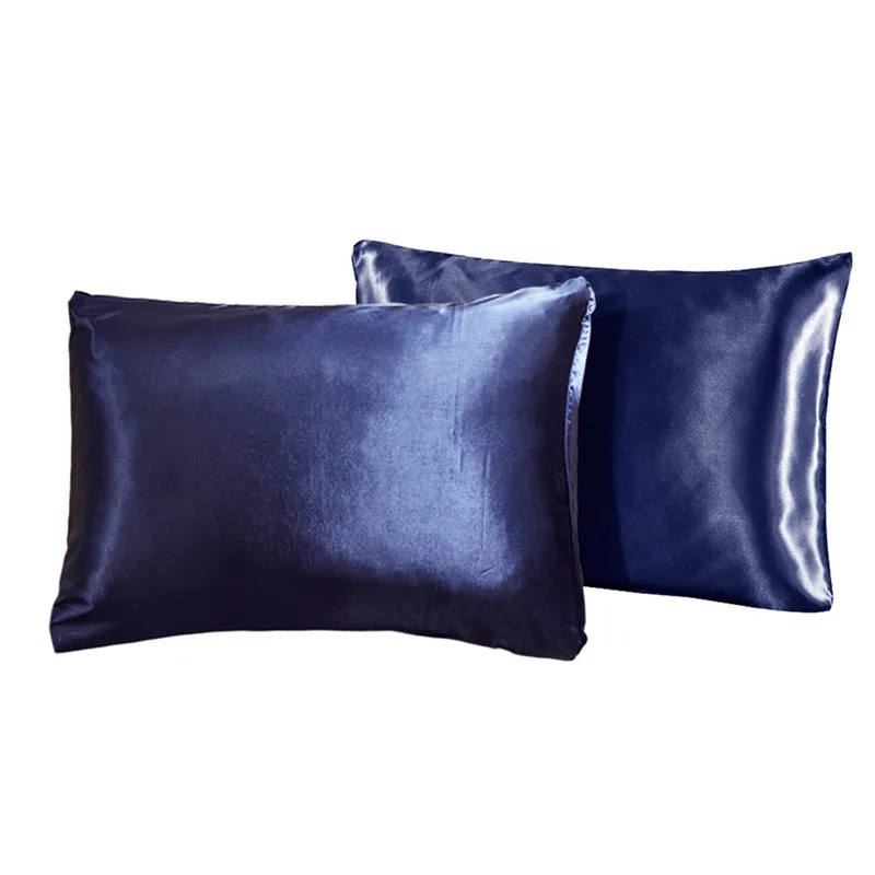 

2Pcs Silk Satin Pillowcases for Hair and Skin Silky Smooth Solid Colored Cool Sateen Pillow Cover with Envelope Closure