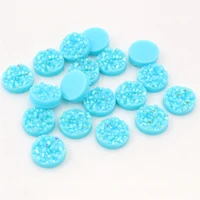 new fashion 40pcs 8mm 10mm 12mm sky blue ab colors natural ore style flat back resin cabochons for bracelet earrings accessories