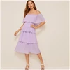 SHEIN Стильное Платье Со Складками И Открытыми Плечами Женские Летние Длинные Платья Без Рукавов