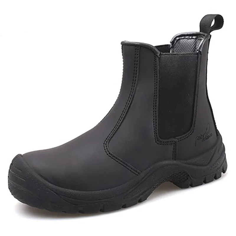 

big size men luxury fashion steel toe caps work safety boots cow leather tooling shoes worker chelsea boot ankle botas protect