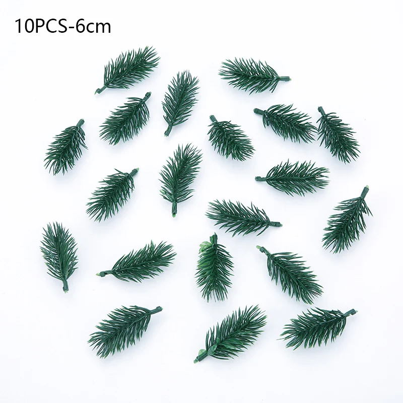 

10pcs Pine Branches Artificial Fake Plant Artificial Flower Branch Christmas Party Decoration DIY Accessories Bouquet Gift Box