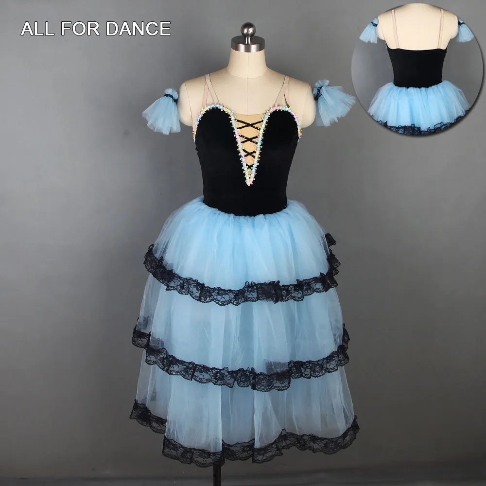 

Испанская длинная балетная пачка, черный бархатный лиф, синий тюль, фотоюбка