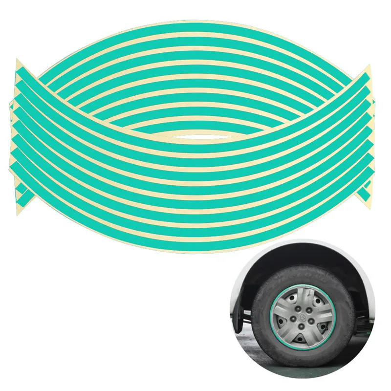 16Pcs 18inch Strips Waterproof Popular Motorcycle Car Rim Stripe Brand New High Quality Wheel Decal Tape Sticker Lots Reflective |