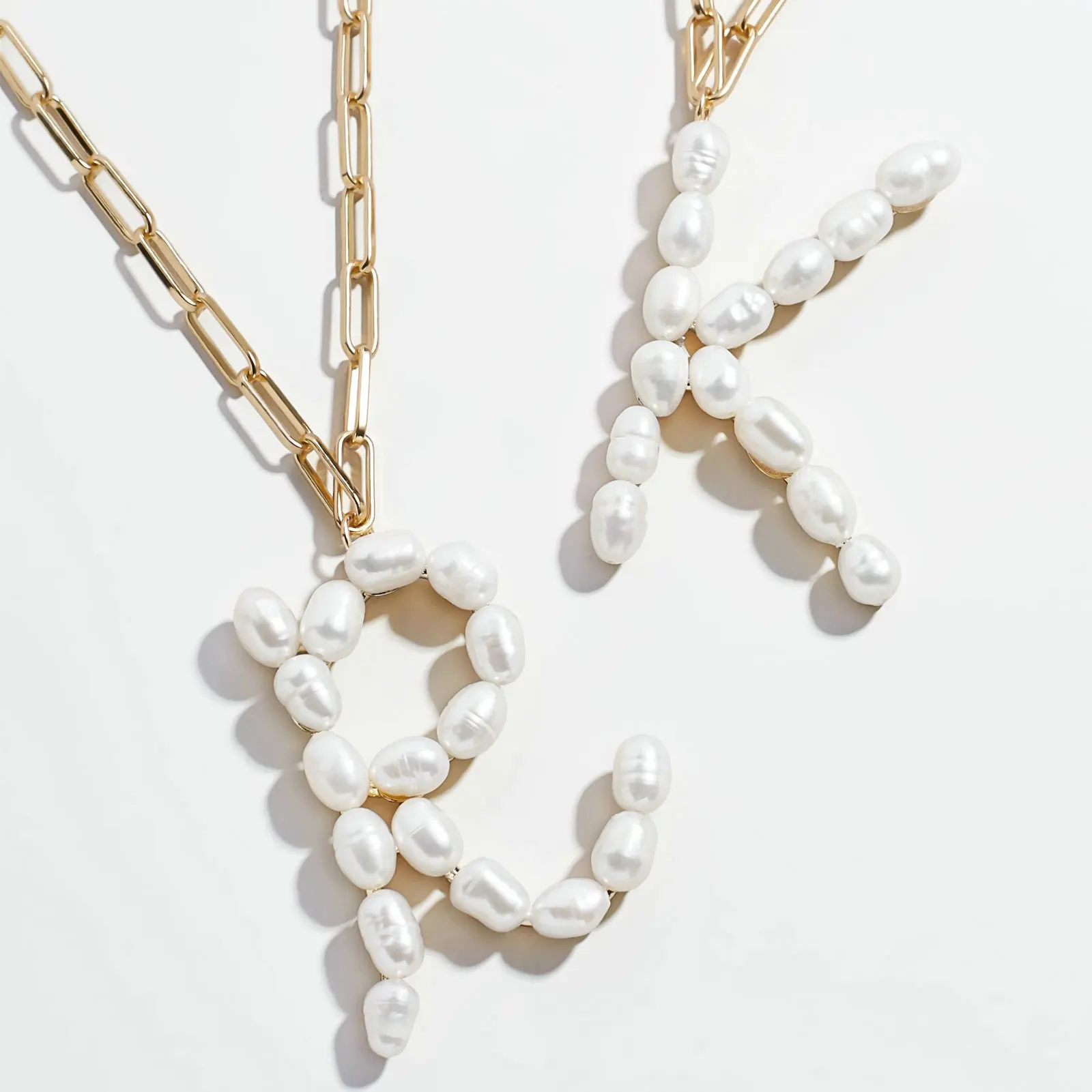 Большой натуральный пресноводный жемчуг ожерелье с буквенным принтом