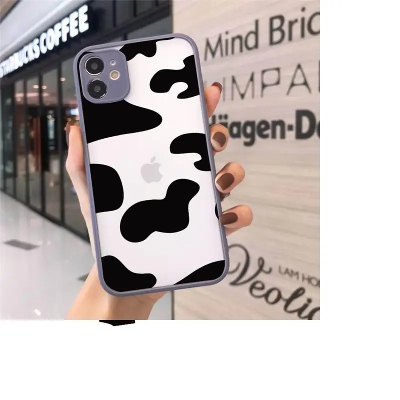

cow Phone Case Matte For iPhone 12 Mini 11 Pro XR XS Max 7 8 Plus X Hard PC Back Cover