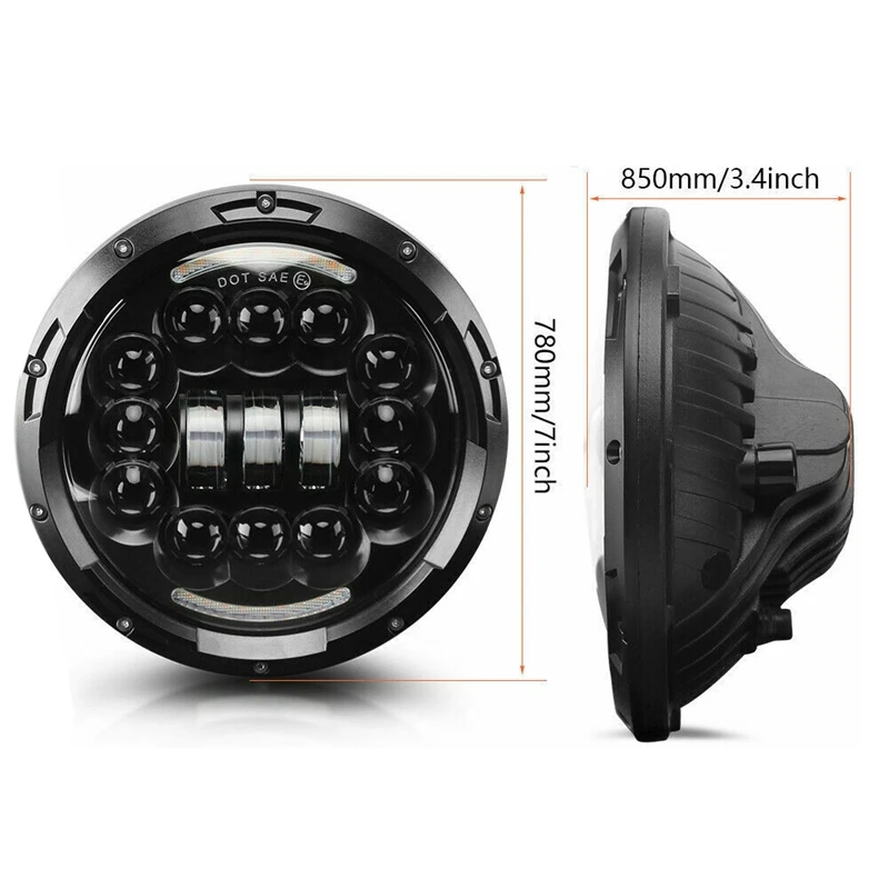 

7 Inch Round LED Headlight Halo Angle Eyes for Jeep 97- Wrangler JK LJ TJ