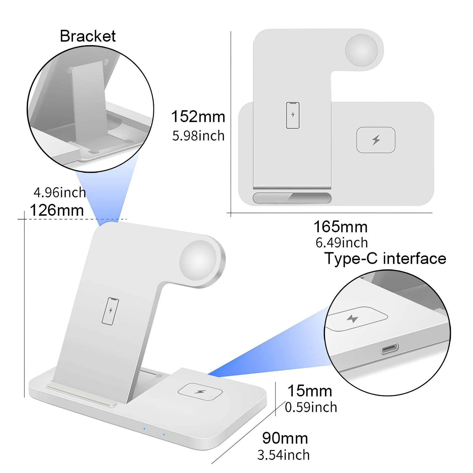 3 In 1 Charging Stand For IPhone 12 11 X XR XS 8 7 Plus USB Charger Dock Station Base Apple Watch 6 5 4 2 AirPods | Мобильные
