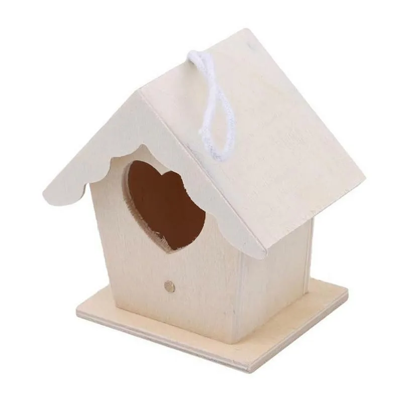 6 types bird wooden house mini creative wall mounted hanging nest gardening decoration birds wood home case pet supplies free global shipping