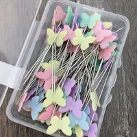 50pcs colorful patchwork sewing pins butterflies flower apparel bow tie button head needles embroidery quilting costume diy