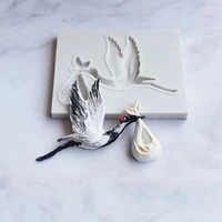 red crowned crane shape silicone mold fondant sugar cake decorating chocolate cupcake baking tools clay gumpaste mould