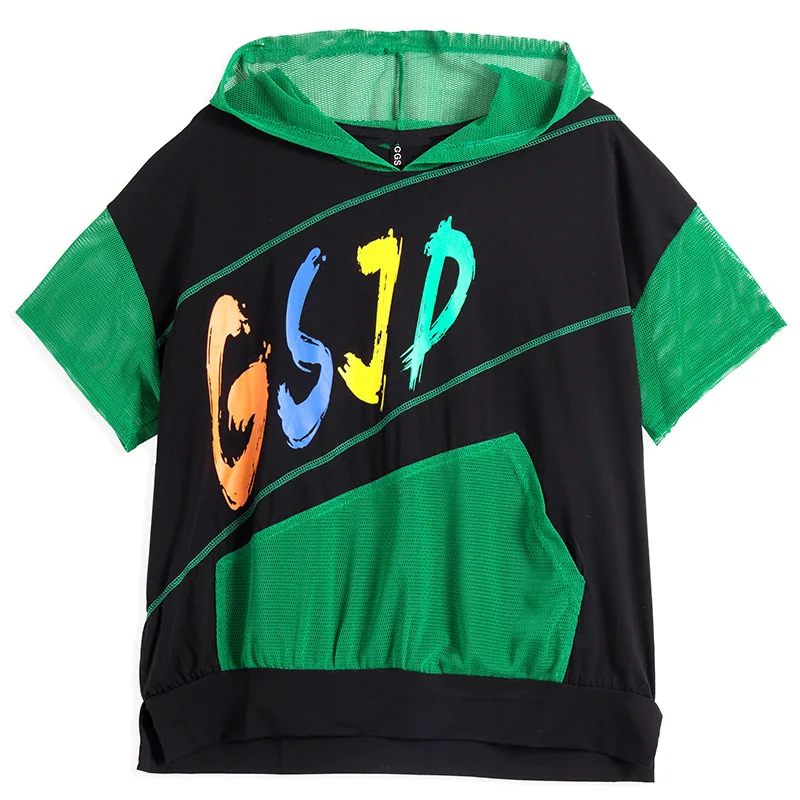 

Max LuLu Korean 2021 New Style Tops Womens Hooded Black Tee Ladies Printed Short Sleeve T-shirts Girl Fitness Oversized Clothing