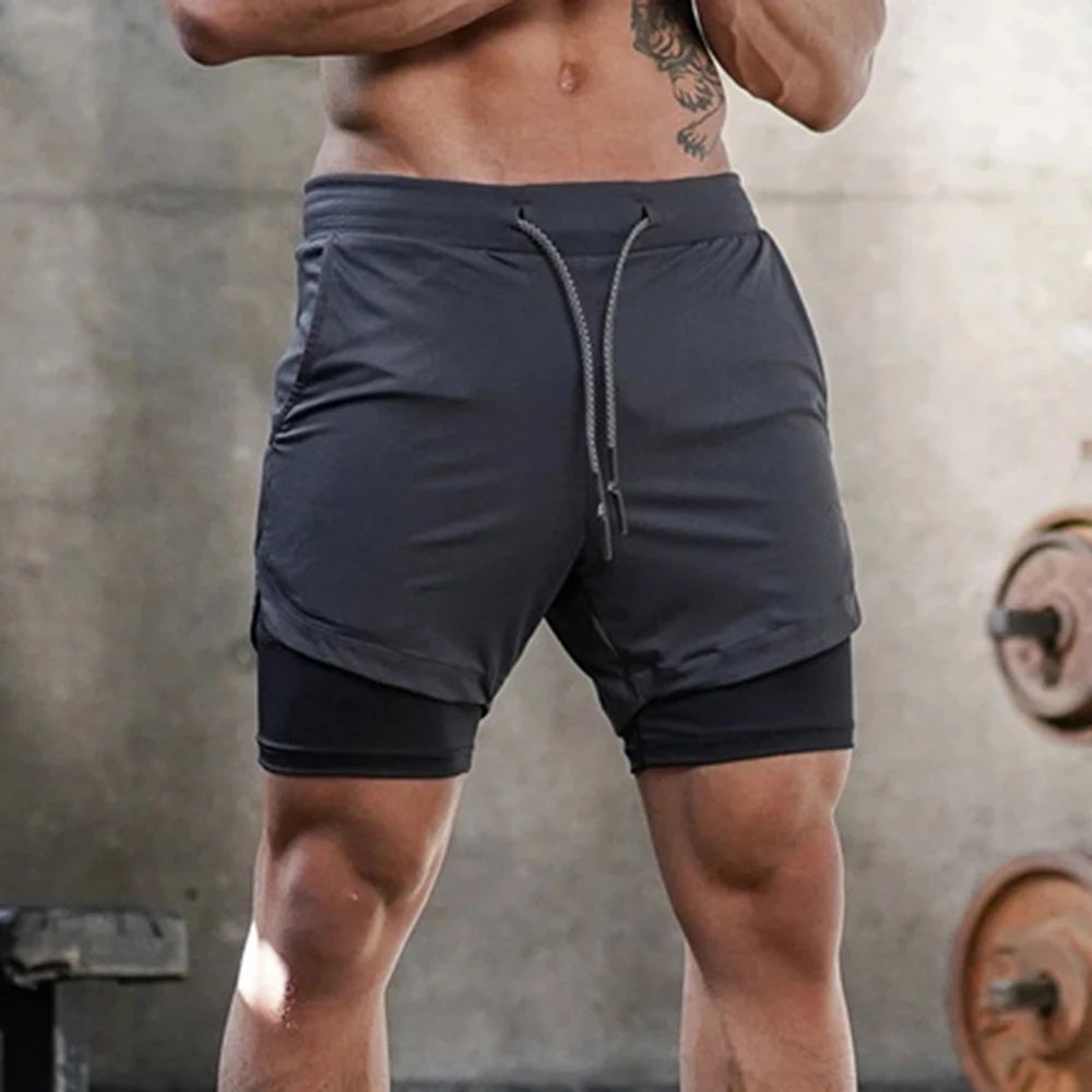 

Running Shorts Men 2 In 1 Double-deck Quick Dry GYM Sport Shorts Fitness Jogging Workout Shorts 2020 Men Short Pants