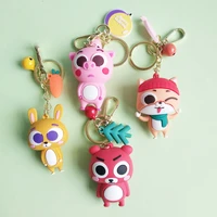 creative animal keychain cute cartoon piggy rabbit pet doll keyring couple backpack small ornament gift car key chain