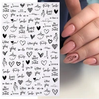 1pc heart shaped letter design 3d nail sticker abstract sexy lady geometric slider for nails valentines day nail art decoration