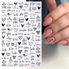 3D наклейки для ногтей, в форме сердца, с надписью, абстрактные, сексуальные, женские, геометрические, слайдер для ногтей, украшения для ногтей на День Св. Валентина, 1 шт.