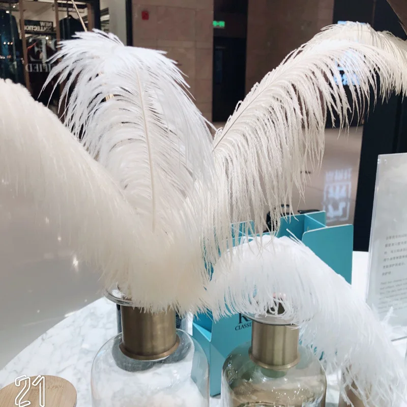 

Big Ostrich Feather White Feather Wedding Road Guide Decoration Photo Props Living Room Wedding Background Wall DIY Decorations