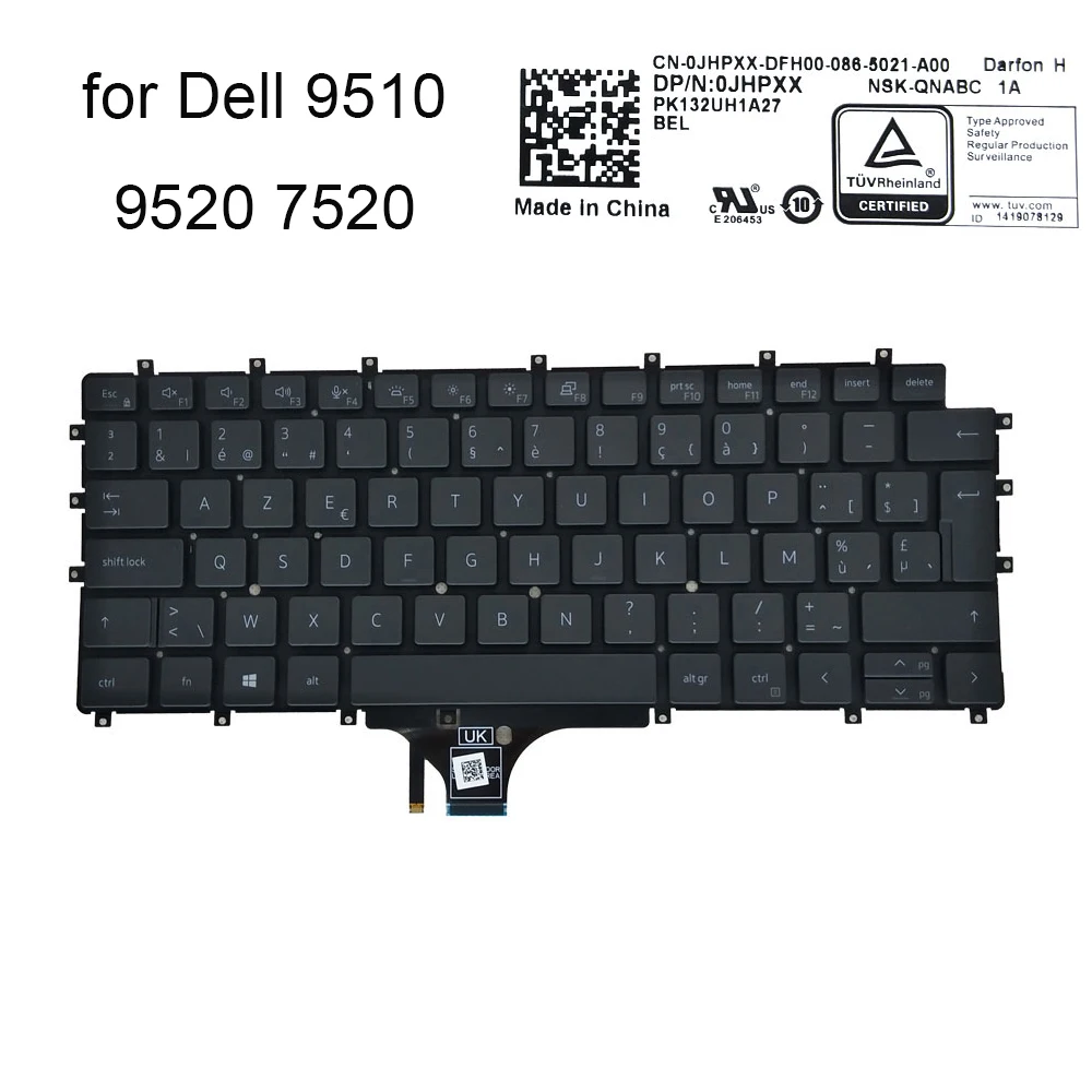 Belgian backlight keyboard for Dell Latitude 7520 9520 9510 2 in 1 0JHPXX JHPXX BE azerty pc notebook keyboards New PK132UH1A27