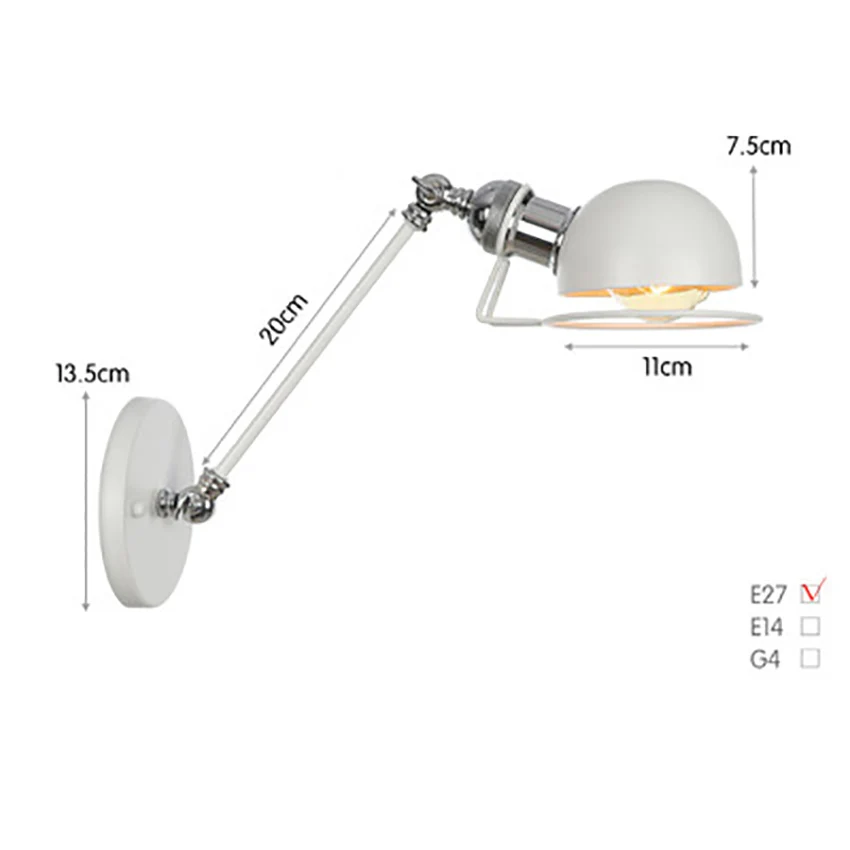 

Long Swing Arm Wall Lamp Vintage Bedside Light Home Stair Lighting Study Room Bedroom Lamps Without Bulb